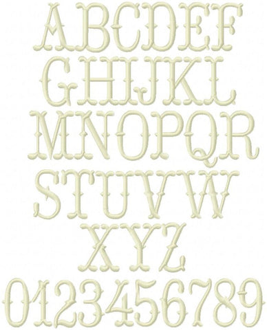 Cowboy Fishtail Satin Embroidery Font