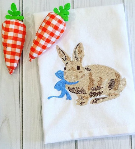 Vintage Easter Rabbit Bow Embroidery Design