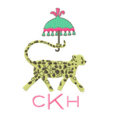 Chinoiserie Chic Cheetah with Umbrella Embroidery Design