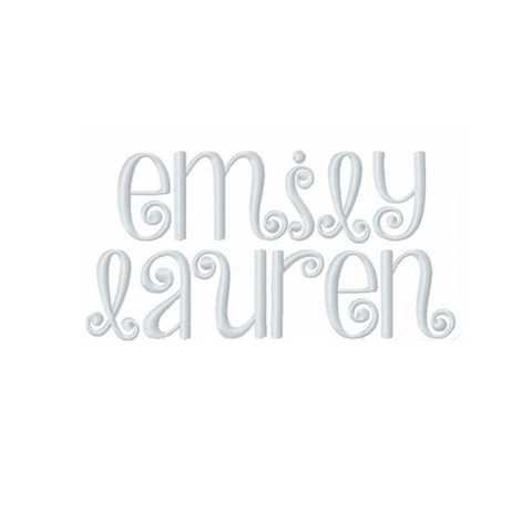 2"  Emily Lauren Satin Stitch Embroidery Font