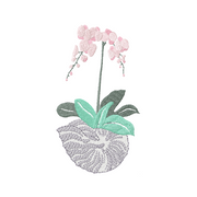 Shell Vase with Orchids Embroidery Design