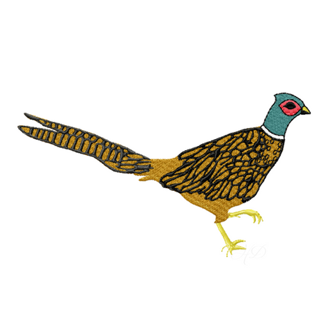 Pheasant Embroidery Design Monogram