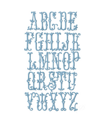 Filigree Scroll Type Embroidery Font 4x4