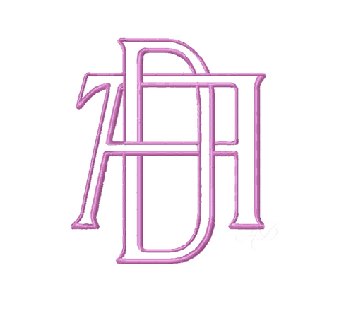 3.5" D Embroidery Font Two Type Outline Font