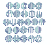 3" Circle Shadow Drop Monogram Embroidery Font