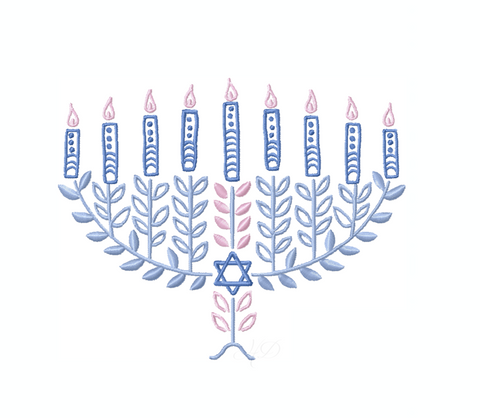 Menorah Hanukkah Winter Embroidery Design