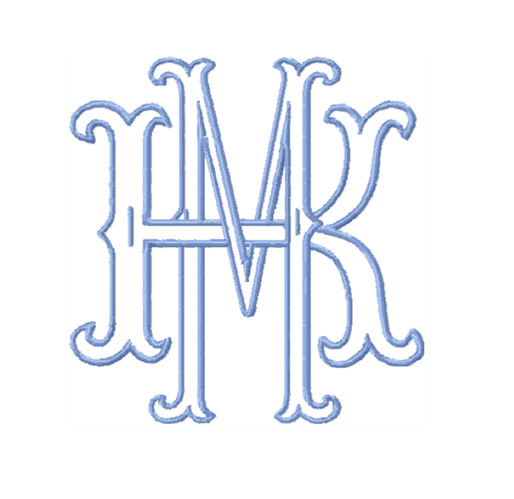 3.5" M Fishtail Embroidery Font Two Type Outline Font – HERRINGTON DESIGN