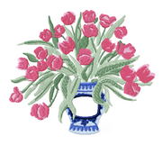 Ginger Jar with Tulips Valentine's Embroidery Design