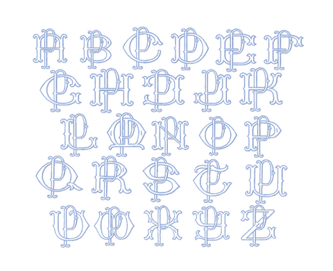 3.5" P Fishtail Embroidery Font Two Type Outline Font