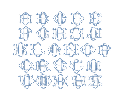 3.5" O Fishtail Embroidery Font Two Type Outline Font