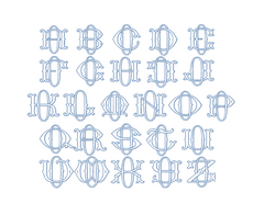 3.5" O Fishtail Embroidery Font Two Type Outline Font