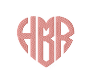 1.5" Heart Monogram Fill Embroidery Font