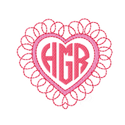Heart Scalloped Frame Embroidery Design