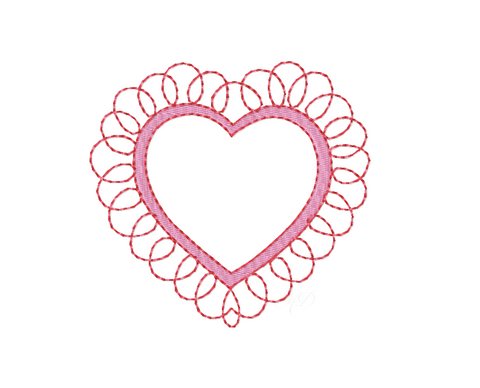 Heart Scalloped Frame Embroidery Design
