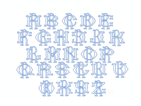 3.5" R Fishtail Embroidery Font Two Type Outline Font