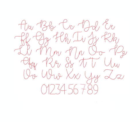 1" Sailor Lee Raw Hand Stitch Script Embroidery Font
