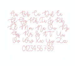 3/4" Sailor Lee Raw Hand Stitch Script Embroidery Font