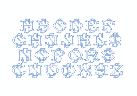 3.5" S Fishtail Embroidery Font Two Type Outline Font