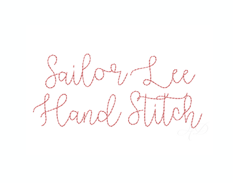 1.5" Sailor Lee Raw Hand Stitch Script Embroidery Font