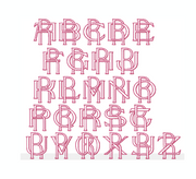 3.5" R Embroidery Font Two Type Outline Font