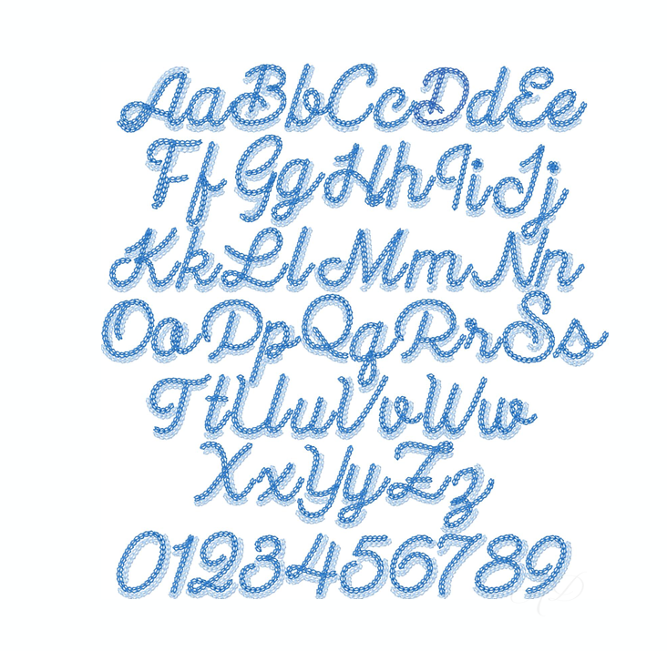 4x4 Double Chain Stitch Shadow Script Embroidery Font – HERRINGTON DESIGN