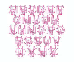 3.5" W Embroidery Font Two Type Outline Font