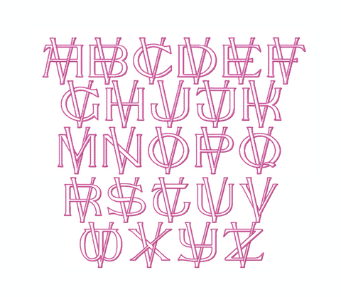3.5" V Embroidery Font Two Type Outline Font