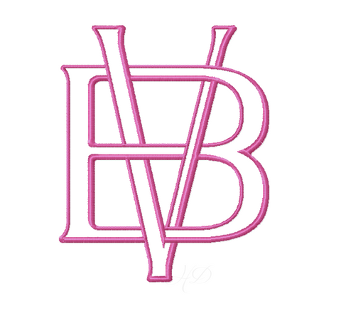 3.5" V Embroidery Font Two Type Outline Font