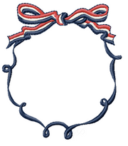 Patriotic Striped Bow Frame Embroidery Design