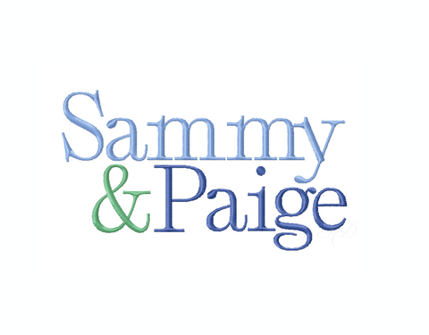 1.5" Sammy & Paige Satin Stitch Embroidery Font