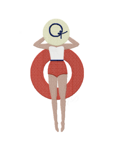 Pool Float Woman Embroidery Design