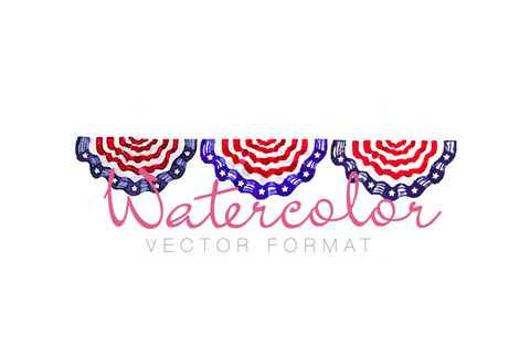 American Flag Bunting Watercolor PNG SVG PDF Vector