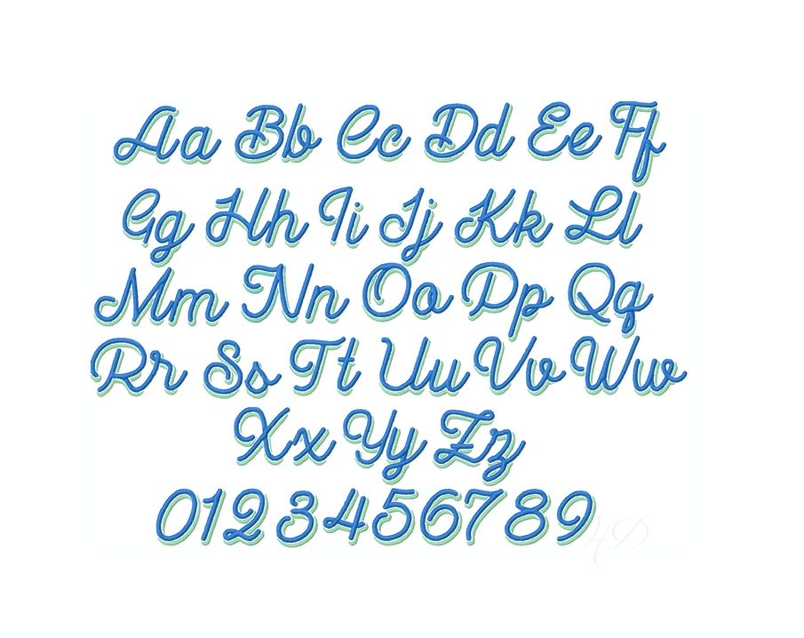 1.5 Double Satin Stitch Shadow Script Embroidery Font – HERRINGTON DESIGN