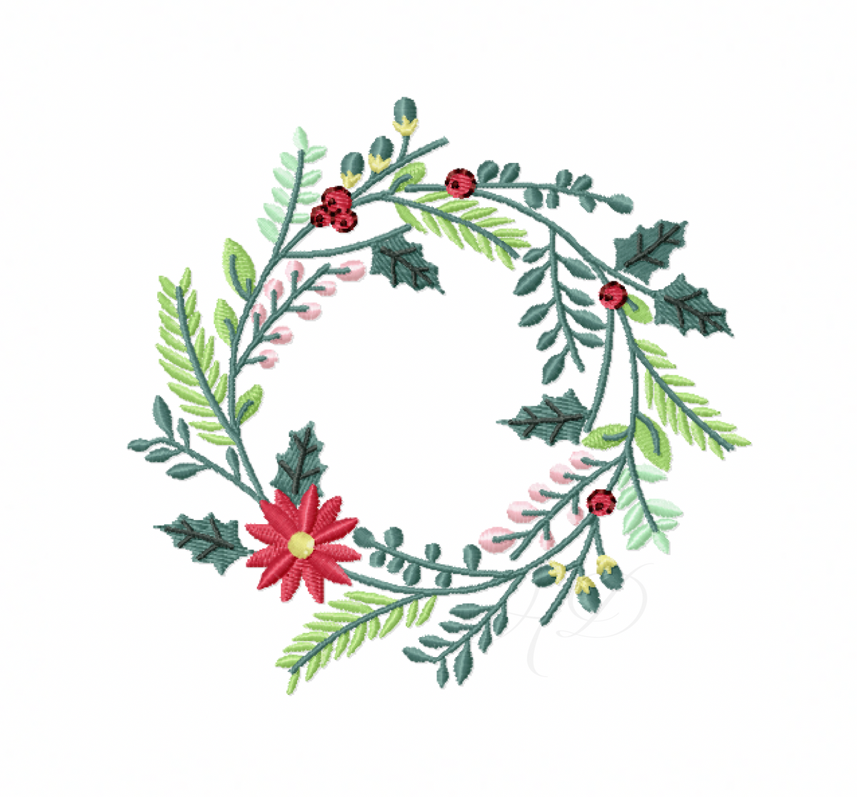 Floral Christmas Wreath Embroidery Design – HERRINGTON DESIGN