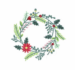 Floral Christmas Wreath Embroidery Design