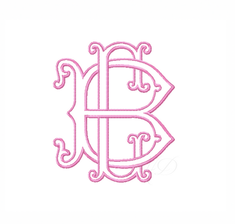3.5" C Sutton Layered Outline Embroidery Font