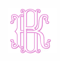 3.5" B Sutton Layered Outline Embroidery Font