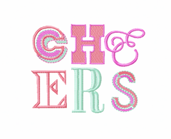 Cheers Type Embroidery Design