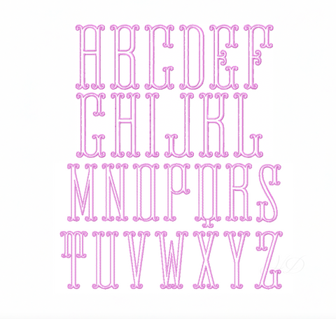 2" and 4" Sutton Outline Embroidery Font
