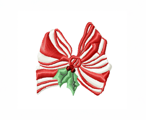 Christmas Striped Bow Embroidery Design