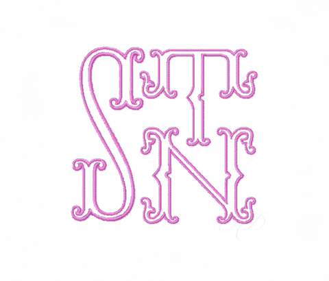1.5" and 3" Sutton Outline Embroidery Font