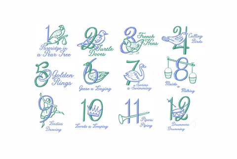 12 Days of Christmas Embroidery Design Collection
