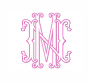 3.5" M Sutton Layered Outline Embroidery Font
