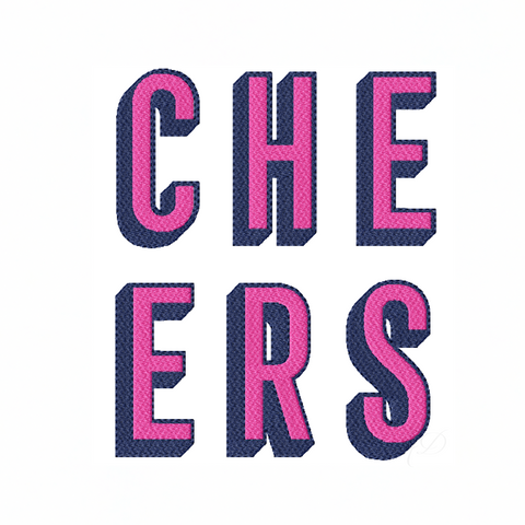 Cheers Shadow Type Embroidery Design