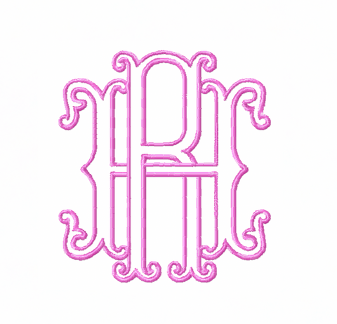3.5" R Sutton Layered Outline Embroidery Font