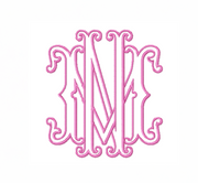 3.5" N Sutton Layered Outline Embroidery Font