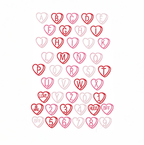 Candy Heart Font Satin 4x4