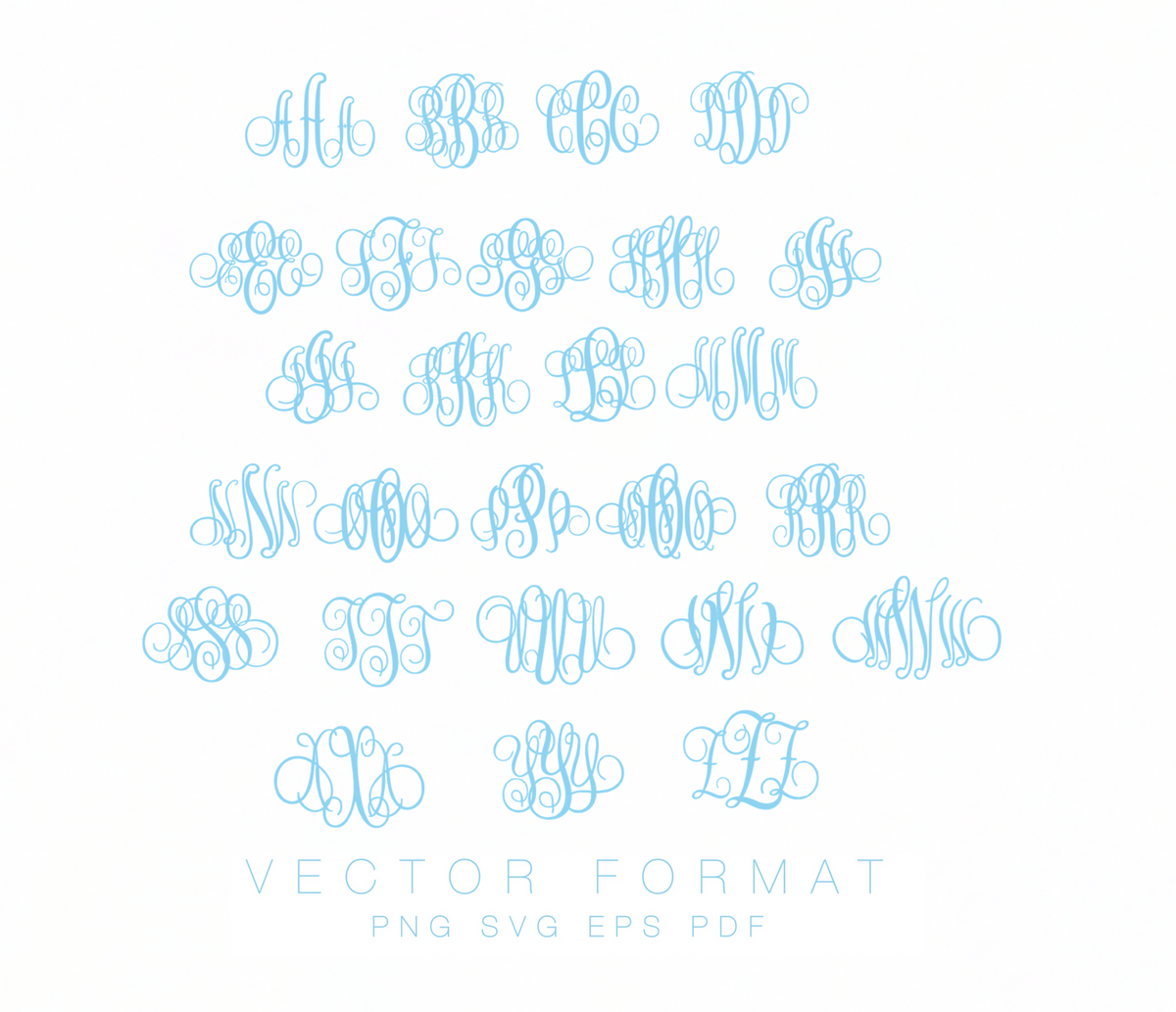 Sarah Script Monogram PDF PNG SVG EPS Vector Monogram Font – HERRINGTON ...