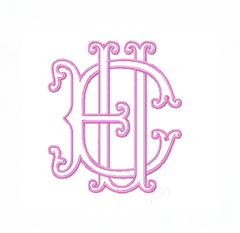 3.5" U Sutton Layered Outline Embroidery Font