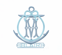 Nautical Anchor Rope Monogram Frame Embroidery Design